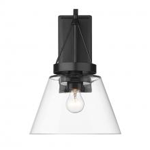  3189-WSC BLK-CLR - Penn 1 Light Wall Sconce in Matte Black with Clear Glass Shade